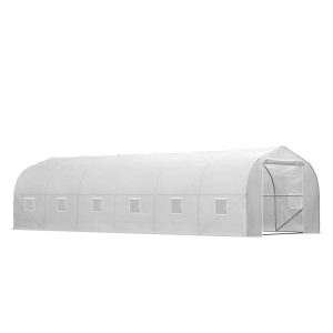 Outsunny 26'L x 10'W x 6.8' H Large Steeple Walk-In Greenhouse Outdoor Garden Plant Seed Tunnel Grow Tent Premium Steel Frame White - Image 2
