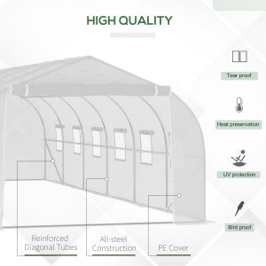 Outsunny 26'L x 10'W x 6.8' H Large Steeple Walk-In Greenhouse Outdoor Garden Plant Seed Tunnel Grow Tent Premium Steel Frame White - Image 4