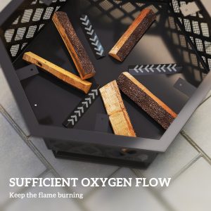 Outsunny 28" Outdoor Fire Pit Wood Burning Firepit with BBQ Grill, Spark Screen, Poker for Patio Backyard Camping Picnic Bonfire - Image 7