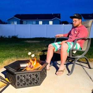 Outsunny 28" Outdoor Fire Pit Wood Burning Firepit with BBQ Grill, Spark Screen, Poker for Patio Backyard Camping Picnic Bonfire - Image 10