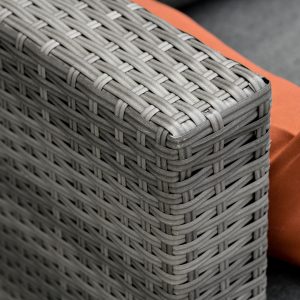 Outsunny 3-Piece Patio Furniture Set Modern Sectional Sofa Rattan Chair Wicker Conversation Set Outdoor Hand Woven Rattan Wicker Furniture Patio Coffee Table Sofa Set, Grey - Image 10