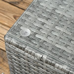 Outsunny 3 Pieces Rattan Wicker Outdoor Conversation Furniture Set w/ Loveseats Coffee Table Cushions for Garden, Patio, Grey - Image 9