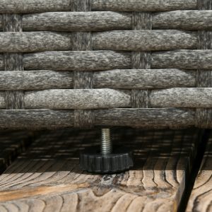 Outsunny 3 Pieces Rattan Wicker Outdoor Conversation Furniture Set w/ Loveseats Coffee Table Cushions for Garden, Patio, Grey - Image 10