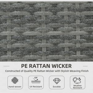 Outsunny 3 Pieces Rattan Wicker Outdoor Conversation Furniture Set with Loveseats Coffee Table Cushions for Garden, Patio, Beige - Image 13