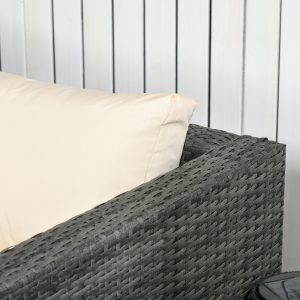 Outsunny 3 Pieces Rattan Wicker Outdoor Conversation Furniture Set with Loveseats Coffee Table Cushions for Garden, Patio, Beige - Image 16