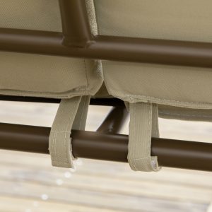 Outsunny 3-Seat Patio Swing Chair, Outdoor Canopy Swing Glider with Cushion, Pillows and Adjustable Polycarbonate Canopy for Porch, Garden, Poolside, Backyard, Khaki - Image 9