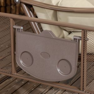 Outsunny 3-Seat Patio Swing Chair, Outdoor Canopy Swing Glider with Cushion, Pillows and Adjustable Polycarbonate Canopy for Porch, Garden, Poolside, Backyard, Khaki - Image 10