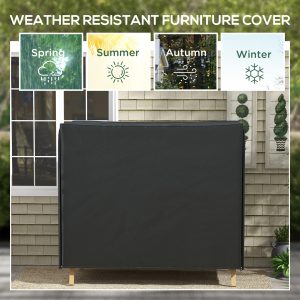 Outsunny 3 Seater Garden Swing Cover, Waterproof 420D Outdoor Swing Bench Cover with Zip, Windproof and Anti-UV, Black - Image 14