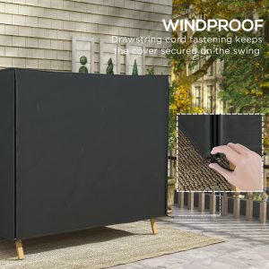 Outsunny 3 Seater Garden Swing Cover, Waterproof 420D Outdoor Swing Bench Cover with Zip, Windproof and Anti-UV, Black - Image 6