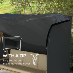 Outsunny 3 Seater Garden Swing Cover, Waterproof 420D Outdoor Swing Bench Cover with Zip, Windproof and Anti-UV, Black - Image 7