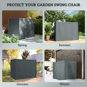 Outsunny 3 Seater Garden Swing Cover, Waterproof 420D Outdoor Swing Bench Cover with Zip, Windproof and Anti-UV, Grey - Image 4