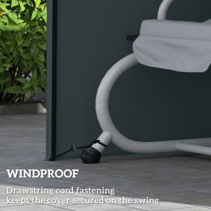 Outsunny 3 Seater Garden Swing Cover, Waterproof 420D Outdoor Swing Bench Cover with Zip, Windproof and Anti-UV, Grey - Image 6