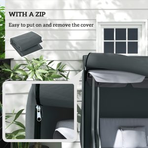 Outsunny 3 Seater Garden Swing Cover, Waterproof 420D Outdoor Swing Bench Cover with Zip, Windproof and Anti-UV, Grey - Image 7