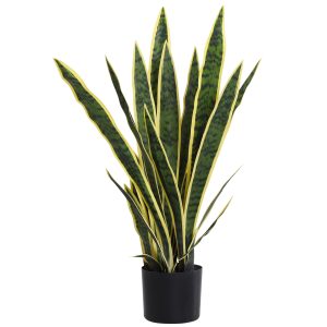 Outsunny 30" Artificial Snake Plant with 21 Leaves in Pot, Decorative Fake Plant for Home, Office, and Living Room, Green - Image 11
