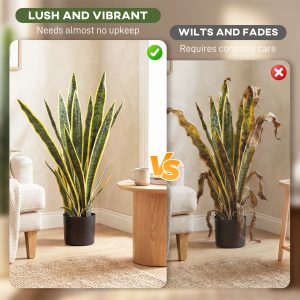 Outsunny 30" Artificial Snake Plant with 21 Leaves in Pot, Decorative Fake Plant for Home, Office, and Living Room, Green - Image 6