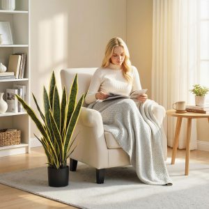 Outsunny 30" Artificial Snake Plant with 21 Leaves in Pot, Decorative Fake Plant for Home, Office, and Living Room, Green - Image 19