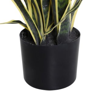 Outsunny 30" Artificial Snake Plant with 21 Leaves in Pot, Decorative Fake Plant for Home, Office, and Living Room, Green - Image 9