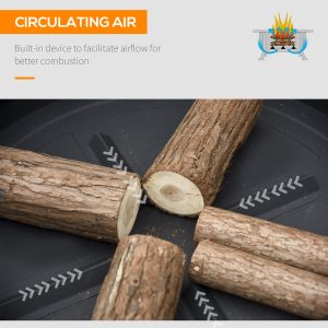 Outsunny 31" Outdoor Fire pit, 2-in-1 Wood Burning Fire Pit Brazier with Lid, BBQ Grill, Poker for Backyard, Camping, Black - Image 7