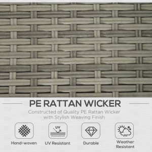 Outsunny 3pcs Modern Rattan Sofa Set, Wicker Patio Furniture Set with Coffee Table, Cushions, Pillows - Image 4