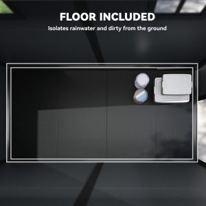 Outsunny 4.3' x 8' Outdoor Storage Shed with Floor, Garden Shed with Lockable Doors and Windows, Dark Grey - Image 4