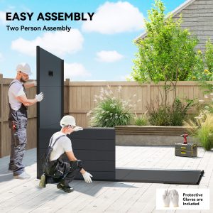 Outsunny 4.3' x 8' Outdoor Storage Shed with Floor, Garden Shed with Lockable Doors and Windows, Dark Grey - Image 7