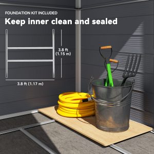 Outsunny 4.5' x 6' Plastic Garden Storage Shed with Latch Door, Vents, Sloped Roof, Dark Grey - Image 7