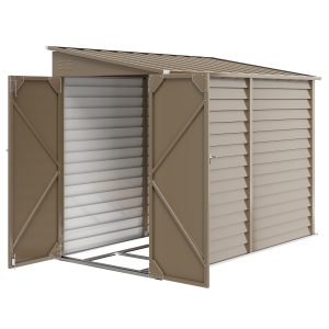 Outsunny 4.6' x 9' Steel Outdoor Storage Shed, Lean to Shed, Metal Tool House with Foundation Kit, Lockable Doors, Gloves and 2 Air Vents for Backyard, Patio, Lawn, Brown - Image 2