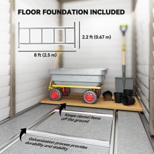 Outsunny 4.6' x 9' Steel Outdoor Storage Shed, Lean to Shed, Metal Tool House with Foundation Kit, Lockable Doors, Gloves and 2 Air Vents for Backyard, Patio, Lawn, Brown - Image 15