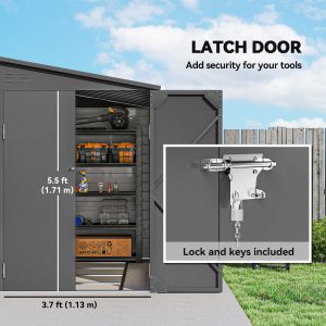 Outsunny 4.6' x 9' Steel Outdoor Storage Shed, Lean to Shed, Metal Tool House with Foundation Kit, Lockable Doors, Gloves and 2 Air Vents for Backyard, Patio, Lawn, Dark Grey - Image 17