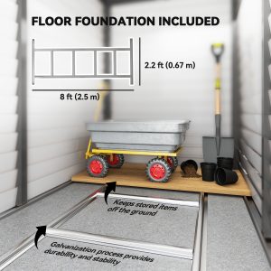 Outsunny 4.6' x 9' Steel Outdoor Storage Shed, Lean to Shed, Metal Tool House with Foundation Kit, Lockable Doors, Gloves and 2 Air Vents for Backyard, Patio, Lawn, Dark Grey - Image 5