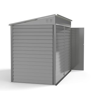 Outsunny 4.6' x 9' Steel Outdoor Storage Shed, Lean to Shed, Metal Tool House with Foundation Kit, Lockable Doors, Gloves and 2 Air Vents for Backyard, Patio, Lawn, Grey - Image 13