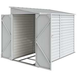 Outsunny 4.6' x 9' Steel Outdoor Storage Shed, Lean to Shed, Metal Tool House with Foundation Kit, Lockable Doors, Gloves and 2 Air Vents for Backyard, Patio, Lawn, White - Image 12
