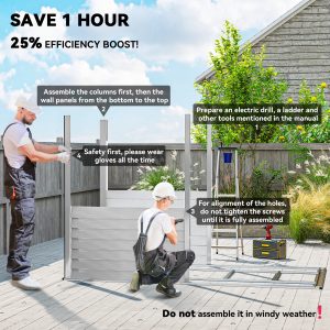 Outsunny 4.6' x 9' Steel Outdoor Storage Shed, Lean to Shed, Metal Tool House with Foundation Kit, Lockable Doors, Gloves and 2 Air Vents for Backyard, Patio, Lawn, White - Image 14