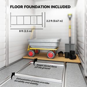 Outsunny 4.6' x 9' Steel Outdoor Storage Shed, Lean to Shed, Metal Tool House with Foundation Kit, Lockable Doors, Gloves and 2 Air Vents for Backyard, Patio, Lawn, White - Image 15