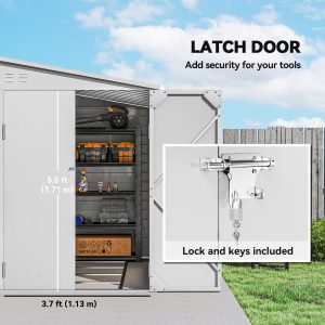 Outsunny 4.6' x 9' Steel Outdoor Storage Shed, Lean to Shed, Metal Tool House with Foundation Kit, Lockable Doors, Gloves and 2 Air Vents for Backyard, Patio, Lawn, White - Image 17