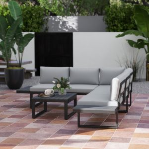 Outsunny 4 Pieces Outdoor Patio Furniture Set, 5-Level Reclining Garden Corner Sofa Set, Outdoor Lounge Conversation Sectional - Image 19