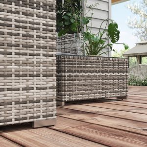 Outsunny 4 Pieces Rattan Wicker Outdoor Conversation Furniture Set w/ Corner Sofa Loveseats Coffee Table Cushions, Grey - Image 10