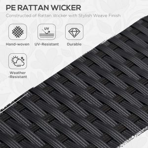 Outsunny 4 Pieces Sectional Patio Furniture Set, Rattan Wicker Patio Chairs Outdoor Coffee Set with Cushions, Cream White - Image 4