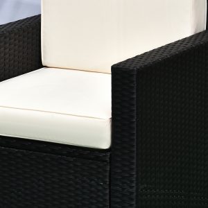 Outsunny 4 Pieces Sectional Patio Furniture Set, Rattan Wicker Patio Chairs Outdoor Coffee Set with Cushions, Cream White - Image 10