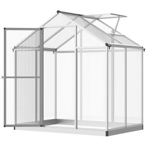 Outsunny 4' x 6.2' x 6.4' Walk-in Garden Greenhouse, Polycarbonate Panels Plants Flower Growth Shed, Cold Aluminum Frame Outdoor Portable Warm House - Image 2