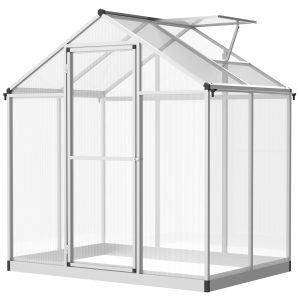 Outsunny 4' x 6.2' x 6.4' Walk-in Garden Greenhouse, Polycarbonate Panels Plants Flower Growth Shed, Cold Aluminum Frame Outdoor Portable Warm House - Image 13
