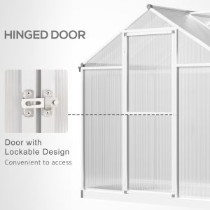 Outsunny 4' x 6.2' x 6.4' Walk-in Garden Greenhouse, Polycarbonate Panels Plants Flower Growth Shed, Cold Aluminum Frame Outdoor Portable Warm House - Image 5