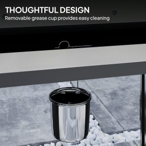 Outsunny 4+1 Burner Liquid Propane Gas Grill Outdoor Portable BBQ with Side Burner, Warming Rack, Side Shelf, Storage Cabinet, Thermometer, 4 Wheels, Tank Holder, Silver - Image 9