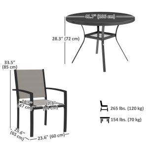 Outsunny 5 Piece Outdoor Dining Set with Round Table and 4 Stackable Chairs, for Backyard, Lawn, Deck, Balcony, Pool Side - Image 3