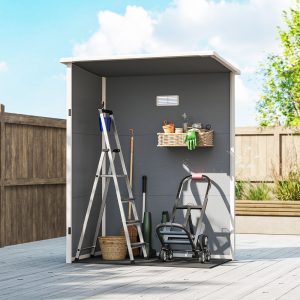 Outsunny 5 x 3FT Garden Shed with Floor, Outdoor Storage Shed with Lockable Door, Window and Vent for Backyard, Patio, Grey - Image 10