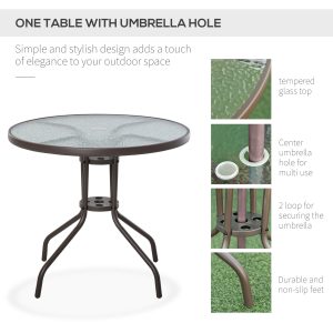 Outsunny 6 Pieces Outdoor Dining Set for 4 with Umbrella Patio Outdoor Furniture Set with Round Table 4 Folding Chairs Cream - Image 6