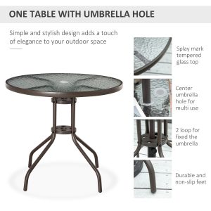 Outsunny 6 Pieces Outdoor Dining Set for 4 with Umbrella Patio Outdoor Furniture Set with Round Table 4 Folding Chairs Grey - Image 4
