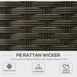 Outsunny 6 Pieces Outdoor Rattan Patio Furniture Set with Corner Sofa, Wood-Plastic Coffee Table, Light Grey - Image 5