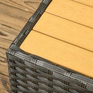 Outsunny 6 Pieces Outdoor Rattan Patio Furniture Set with Corner Sofa, Wood-Plastic Coffee Table, Light Grey - Image 9