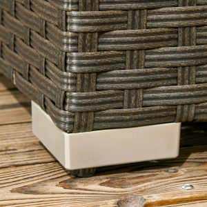 Outsunny 6 Pieces Outdoor Rattan Patio Furniture Set with Corner Sofa, Wood-Plastic Coffee Table, Light Grey - Image 10